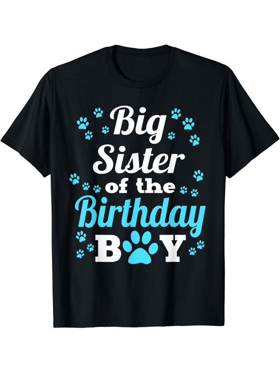 Big Sister Of The Birthday Boy Dog Paw Bday Party T-Shirt, Vintage Birthday Gift