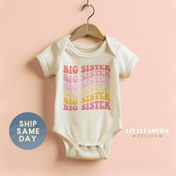 Big Sister Onesie, New Baby Sister Apparel, Promoted To Big Sis Bodysuit, Pregnancy Reveal Outfit, Soon To Be Big Sis Gift, Cute Baby Onesie, BABY BODYSUIT LAT 4424