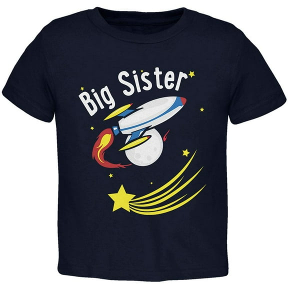 Big Sister Outer Space Rocket Toddler T Shirt Navy 3T