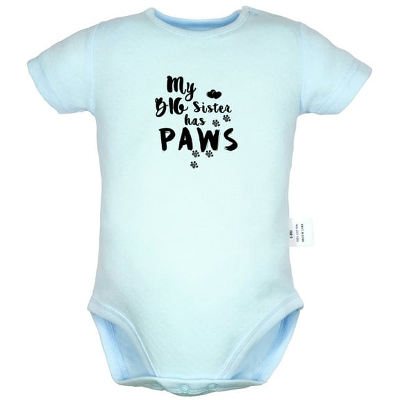 My Big Sister Has Paws Funny Rompers For Babies, Newborn Baby Unisex Bodysuits, Infant Jumpsuits, Toddler 0-24 Months Kids One-Piece Oufits (Blue, 0-6 Months)