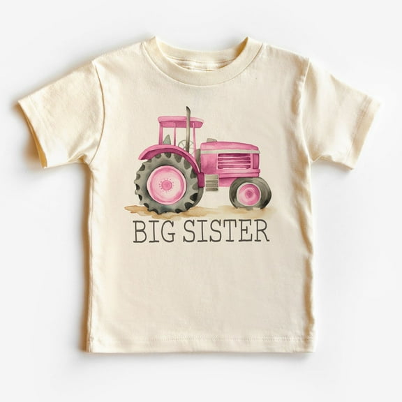 Big Sister Pink Tractor Toddler Shirt - Cute Big Sis Farm Life Tee - Matching Sibling Outfit - Boho Kids Shirts TODDLER SHORT SLEEVE TEE BELLA CANVAS 3001T