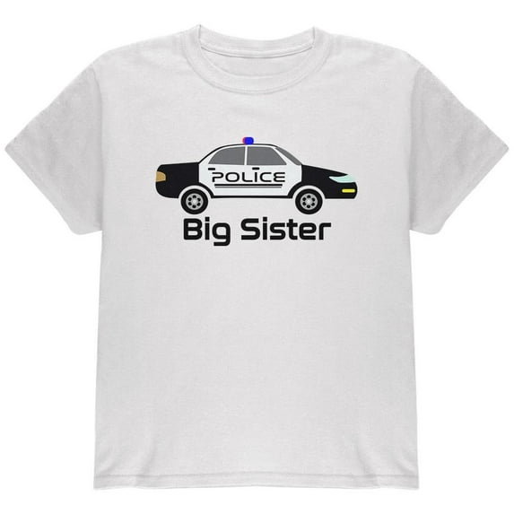 Big Sister Police Car Youth T Shirt White YLG