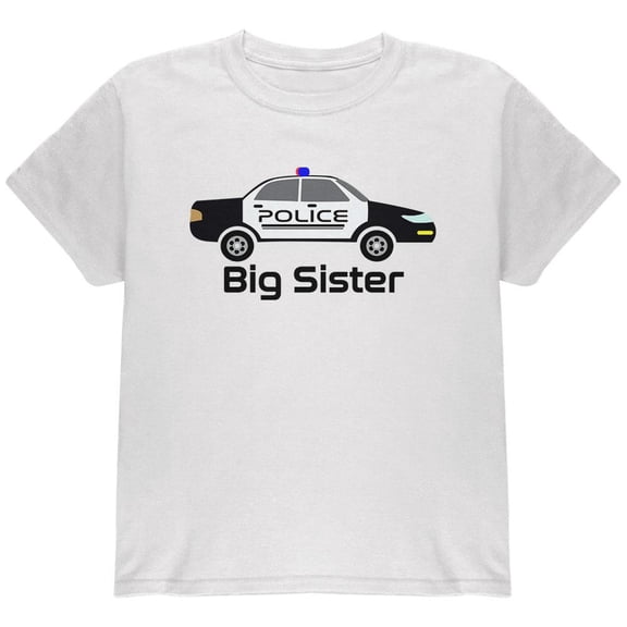 Big Sister Police Car Youth T Shirt White YSM