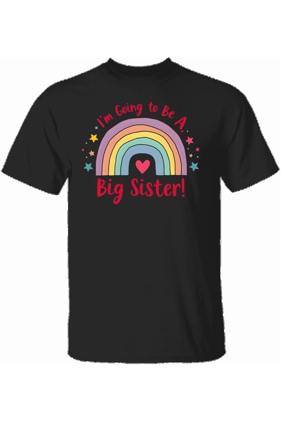 Big Sister Rainbow Announcement Cute Pregnancy Reveal Idea Youth Unisex T-Shirt, up to Size 5XL