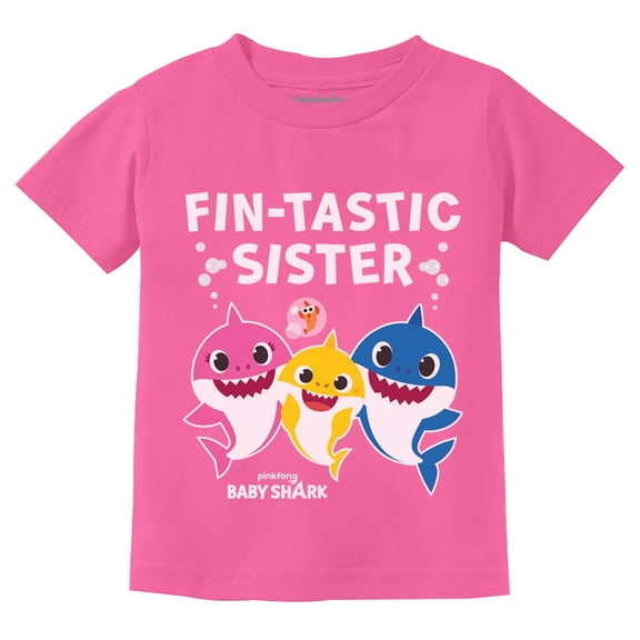 Big Sister Shirt Baby Shark Birthday Shirt Fintastic Sister T-Shirt Pink 5T