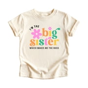 Big Sister Shirt Girls Im the Big Sister Boss Sibling Reveal Tee, Natural Shirt, 5-6