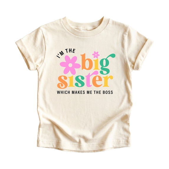 Big Sister Shirt Girls I'm the Big Sister Boss Sibling Reveal Tee, Natural Shirt, Youth S