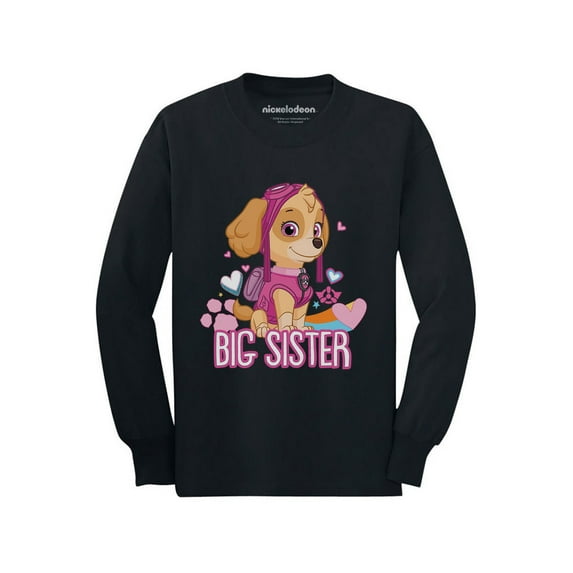 Big Sister Shirt Official Paw Patrol Skye Toddler Kids Girls Long Sleeve Shirt 2T Black