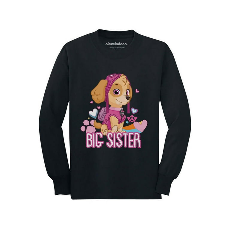 Big Sleeve Patrol Shirt 4T Toddler Skye Black Sister Shirt Kids Long Paw Girls Official