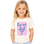 Big Sister Shirt for Girls Big Sis Club Sibling Reveal Tee, Natural Shirt, Youth S