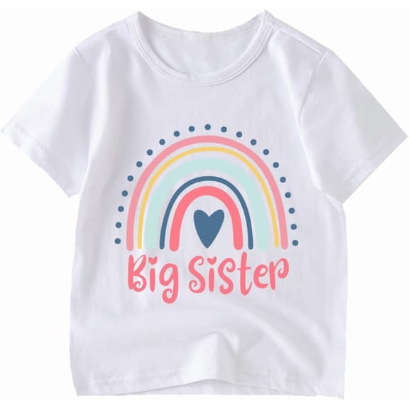 Big Sister Shirt for Girls Kids Casual Cotton T-Shirt