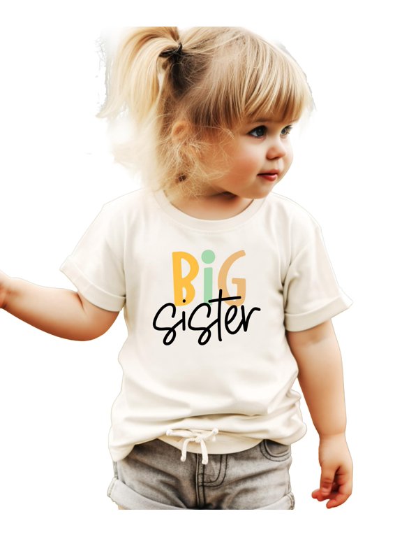 Big Sister Shirt for Girls Trendy Matching Sibling T-Shirt for Kids and Toddlers Natural Shirt 12 Months