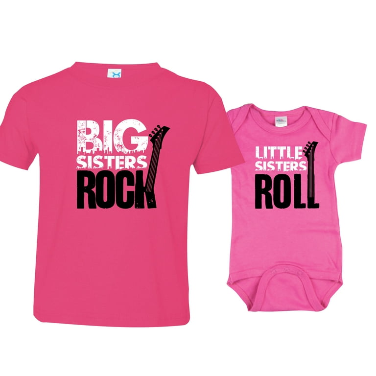 Big Sister and Little Sister Siblings T Shirt Set Includes Small