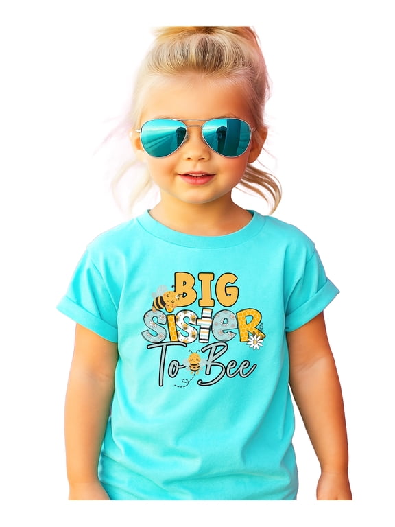 Big Sister to Bee Shirt for Girls Bumble Bee Sibling Reveal Tee, Chill Shirt, Youth M