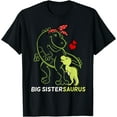 thumbnail image 1 of Big Sistersaurus Sister Dinosaur Baby Mother's Day Unisex T-Shirt for Men Women Kids,Black Color,Size 5/6, 1 of 5