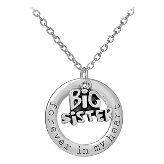 Big Siter Forever in My Heart Necklace Pendant Anti-Tarnish Jewelry, J-272-B