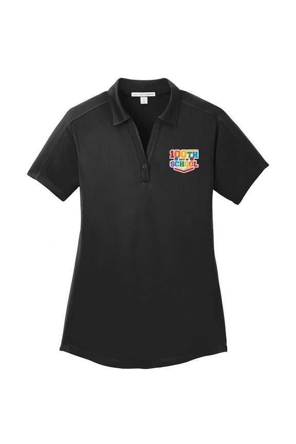 Big Size 100th Day Of School Phrase Diamond Jacquard Polo Graphic Shirt - Black 2XL