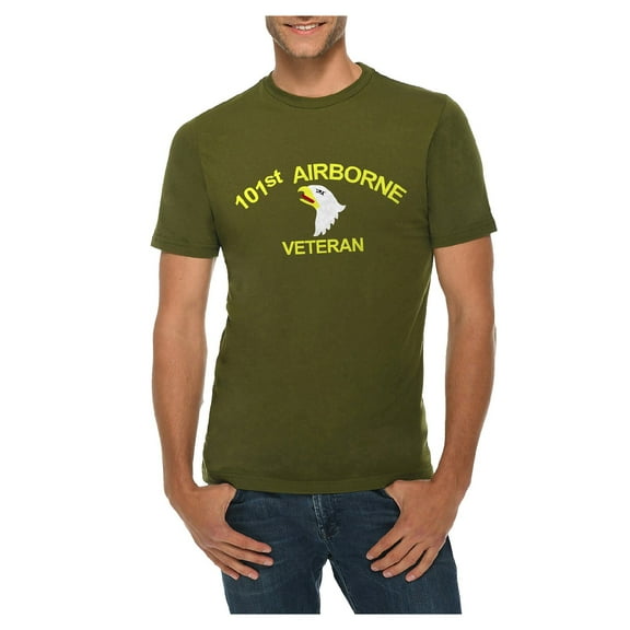 Big Size 101st Airbone Veteran Graphic Design Deluxe Jersey T-Shirt - Army Green 3XL