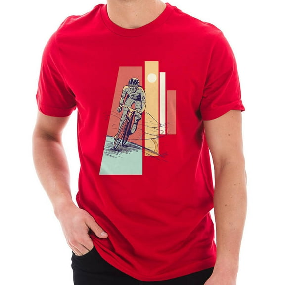 Big Size 4 Layered Cyclist Graphic Design Deluxe Jersey T-Shirt - Red XL