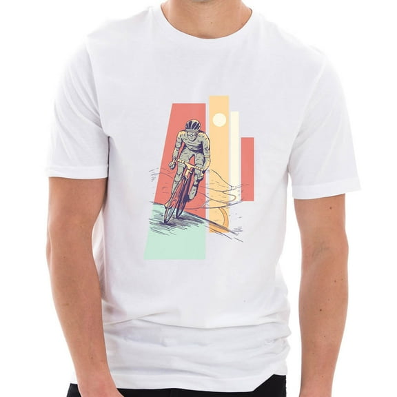 Big Size 4 Layered Cyclist Graphic Design Deluxe Jersey T-Shirt - White 2XL