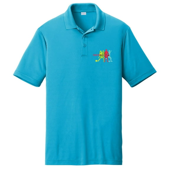 Big Size 4 shades of Football Graphic Design PosiCharge Competitor Polo Tee Shirt - Atomic Blue XL