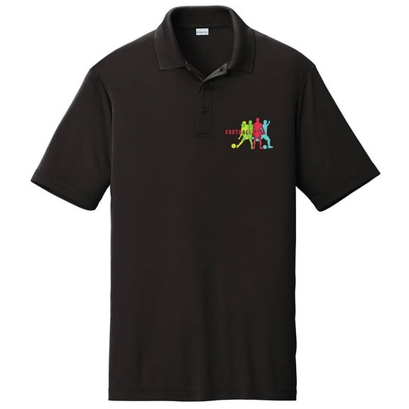 Big Size 4 shades of Football Graphic Design PosiCharge Competitor Polo Tee Shirt - Black 3XL