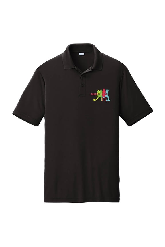 Big Size 4 shades of Football Graphic Design PosiCharge Competitor Polo Tee Shirt - Black 3XL