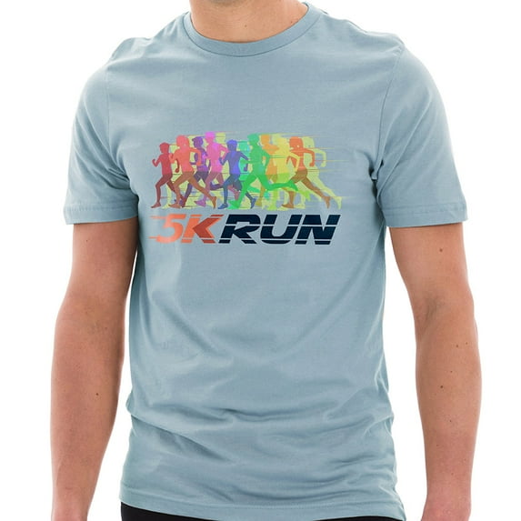 Big Size 5K Running Graphic Design Unisex Ring Spun Combed Cotton Short Sleeve Deluxe Jersey T-Shirt - Blue Mist 3XL