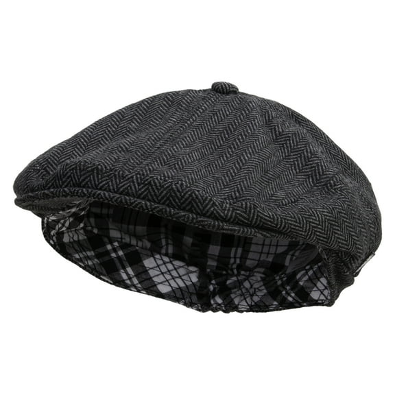 Big Size 6 Panel Herringbone Applejack Ivy Cap - Black 2XL-3XL