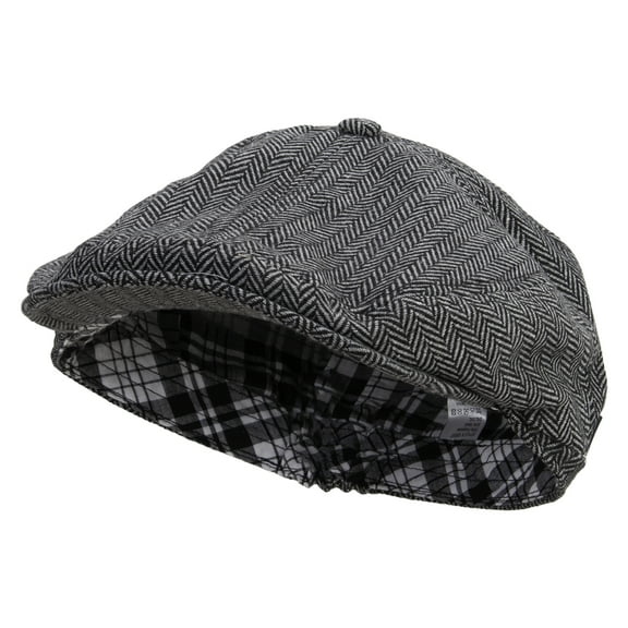 Big Size 6 Panel Herringbone Applejack Ivy Cap - Charcoal 2XL-3XL