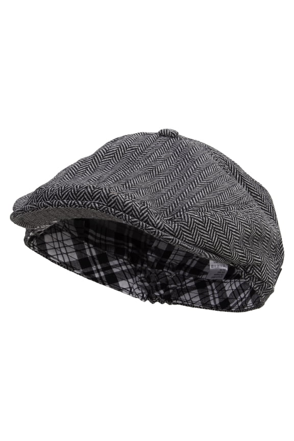 Big Size 6 Panel Herringbone Applejack Ivy Cap - Charcoal 2XL-3XL