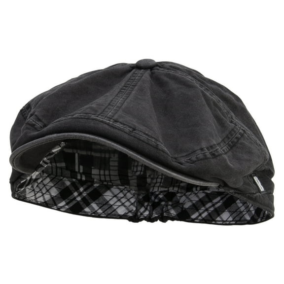 Big Size 6 Panel Pigment Dyed 8 Quarter Applejack Ivy Cap - Black 2XL-3XL