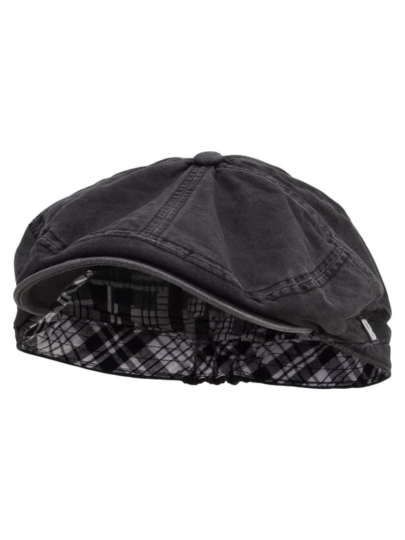 Big Size 6 Panel Pigment Dyed 8 Quarter Applejack Ivy Cap - Black XL-2XL