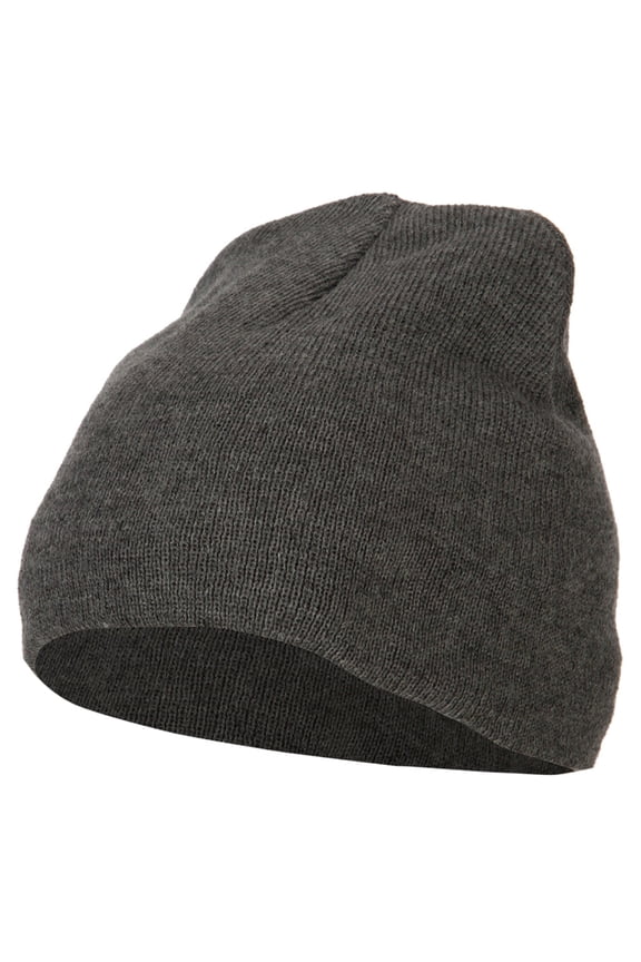 Big Size 8 Inch New Solid Color Short Beanie - Charcoal XL-3XL
