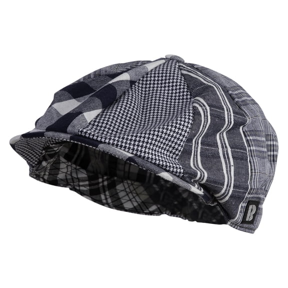 Big Size 8 Panel Spring Patchwork Newsboy Hat - Navy White Charcoal XL-2XL
