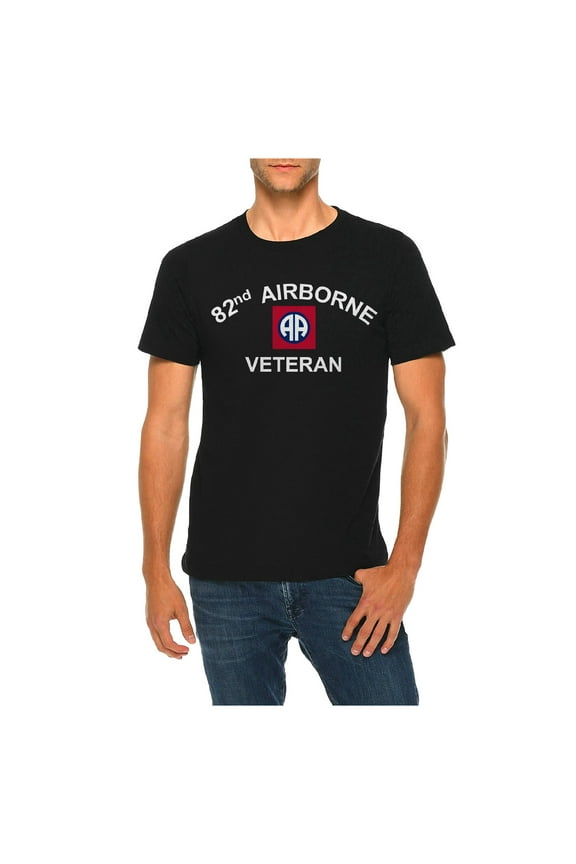Big Size 82nd Airborne Veteran Graphic Design Deluxe Jersey T-Shirt - Black 2XL