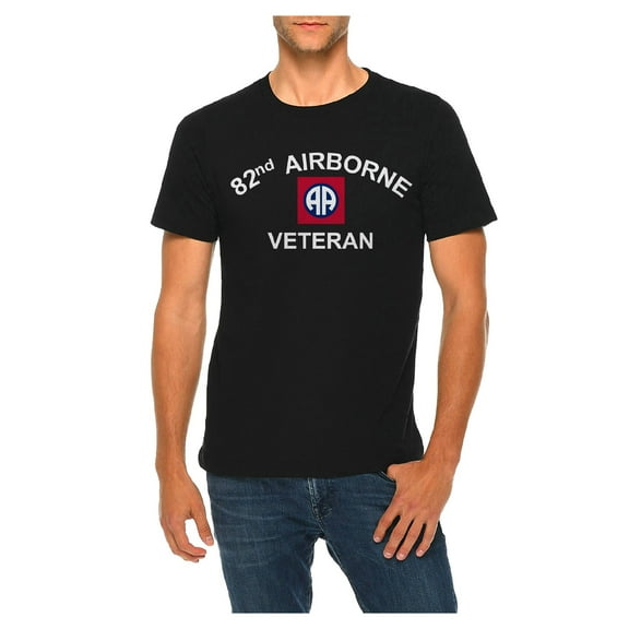 Big Size 82nd Airborne Veteran Graphic Design Deluxe Jersey T-Shirt - Black XL