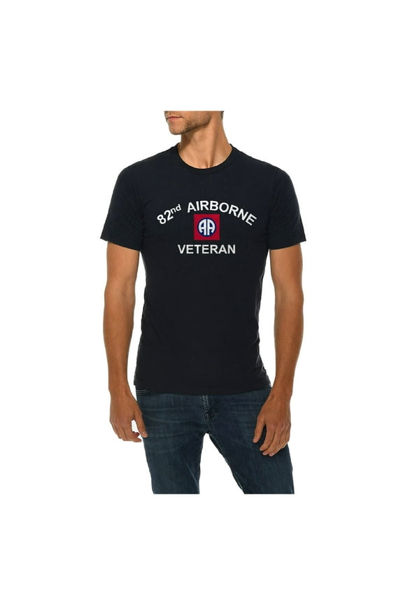 Big Size 82nd Airborne Veteran Graphic Design Deluxe Jersey T-Shirt - Navy 2XL