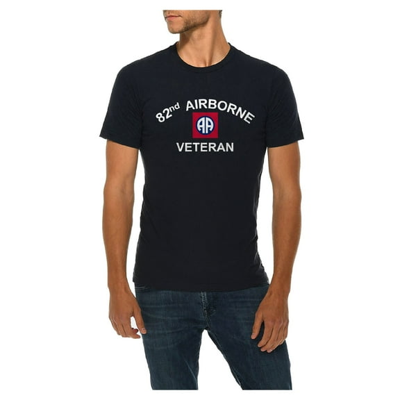 Big Size 82nd Airborne Veteran Graphic Design Deluxe Jersey T-Shirt - Navy XL
