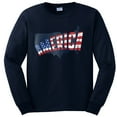 thumbnail image 1 of Big Size America Country Silhouette Ultra Cotton Long Sleeve Graphic Shirt - Navy 5XL, 1 of 2