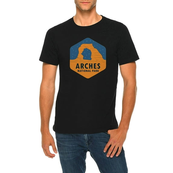 Big Size Arches national Park Graphic Design Deluxe Jersey T-Shirt - Black XL