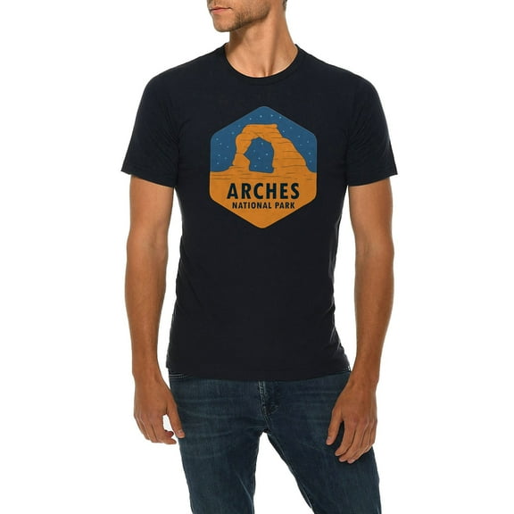 Big Size Arches national Park Graphic Design Deluxe Jersey T-Shirt - Navy 3XL