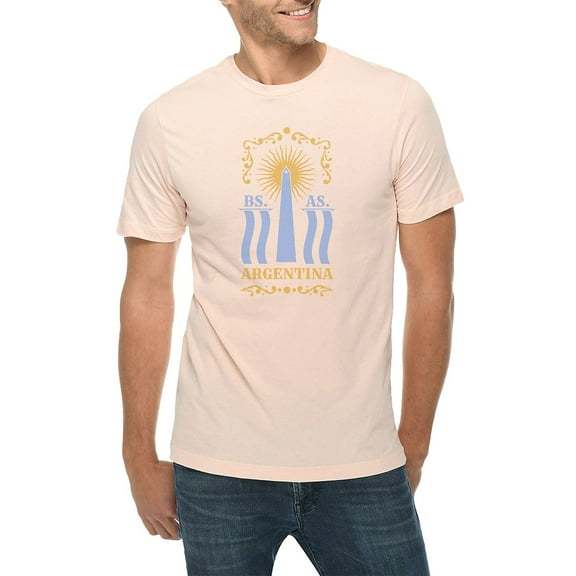 Big Size Argentina Monument Graphic Design Deluxe Jersey T-Shirt - Pale Pink XL