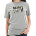 thumbnail image 1 of Big Size Army Wife Camo Graphic Design Short Sleeve Cotton Jersey T-Shirt - Heather Grey 2XL, 1 of 3