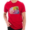 thumbnail image 1 of Big Size Artistic Bike Graphic Design Deluxe Jersey T-Shirt - Red XL, 1 of 4