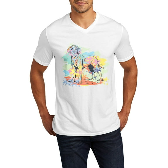 Big Size Artistic Golden Retriever Graphic Design Men's V-Neck - White XL
