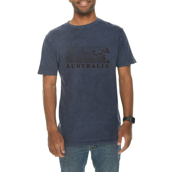 Big Size Australia Kangaroo Graphic Design Vintage Crewneck Tee - Vintage Denim XL