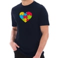 thumbnail image 1 of Big Size Autism Heart Puzzle Graphic Design Short Sleeve Cotton Jersey T-Shirt - Navy 2XL, 1 of 4