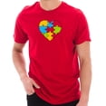 thumbnail image 1 of Big Size Autism Heart Puzzle Graphic Design Short Sleeve Cotton Jersey T-Shirt - Red 3XL, 1 of 4
