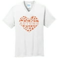 thumbnail image 1 of Big Size Autumn Heart Graphic Design Big Size Port & Company Core Cotton V-Neck Tshirt - White XL, 1 of 2